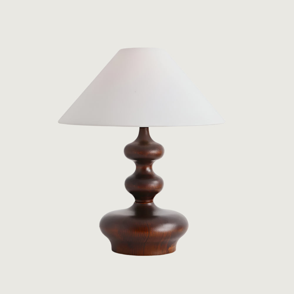Lámpara de Mesa Moderna con Base de Madera y Pantalla de Tela – Diseño Vintage 0
