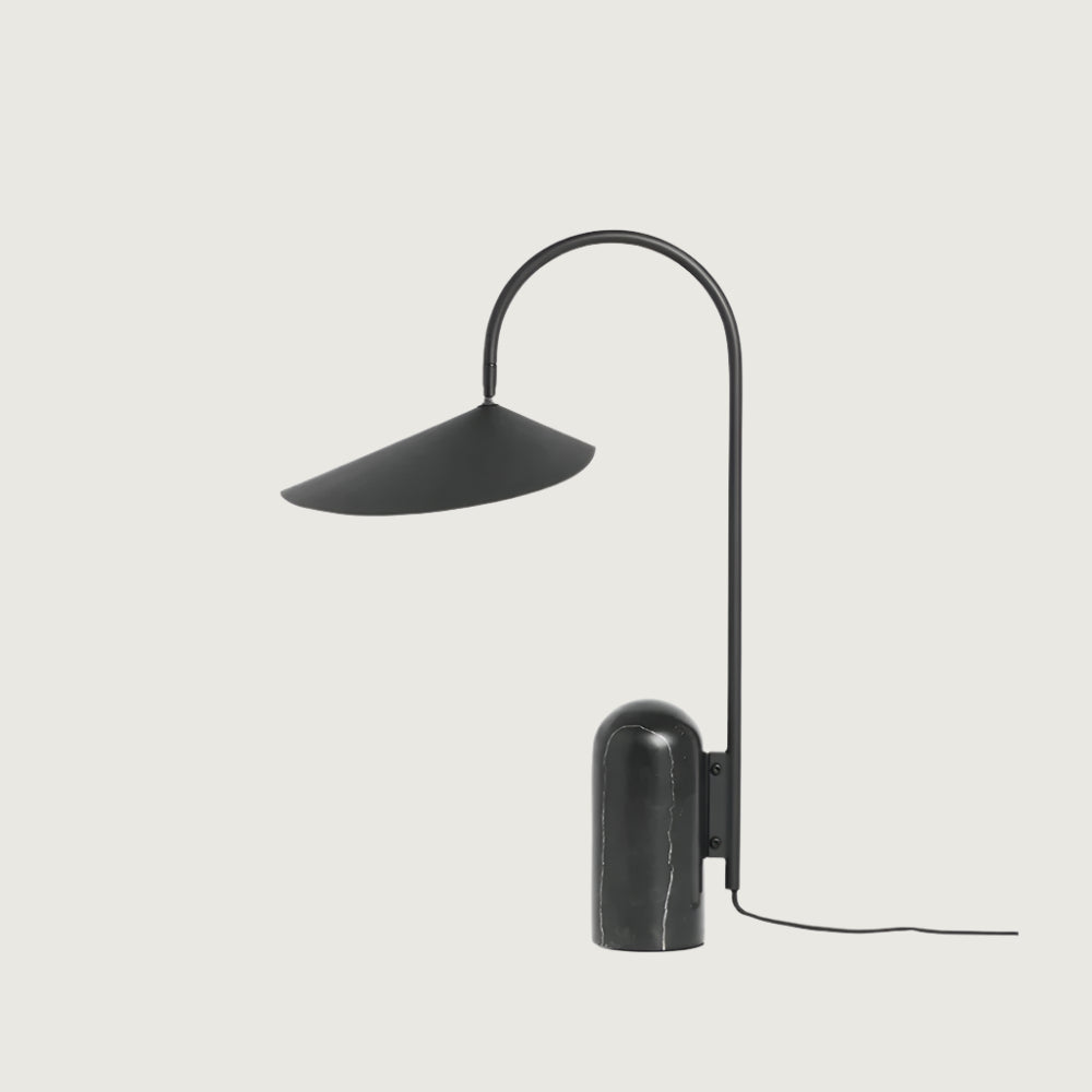 Lámpara de Mesa Moderna con Base de Mármol Negro y Pantalla Cónica – Diseño Minimalista 1