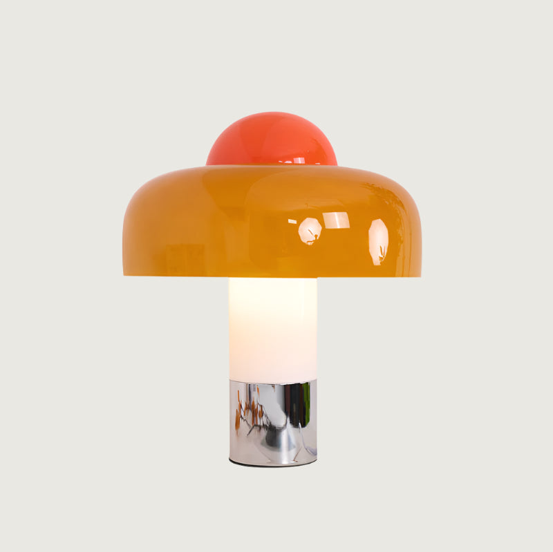 Lámpara de Mesa Moderna con Pantalla de Vidrio Naranja y Base de Metal 0