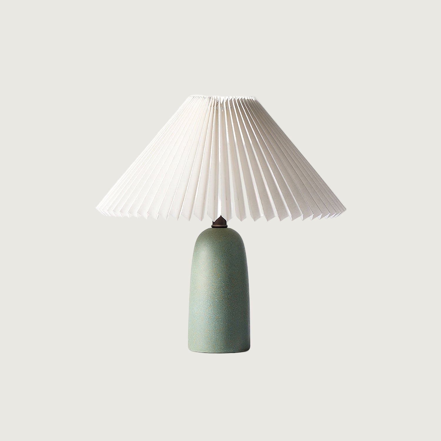 Lámpara de Mesa Moderna de Cerámica Beige y Verde con Pantalla Plisada para Escritorio y Mesita de Noche 1