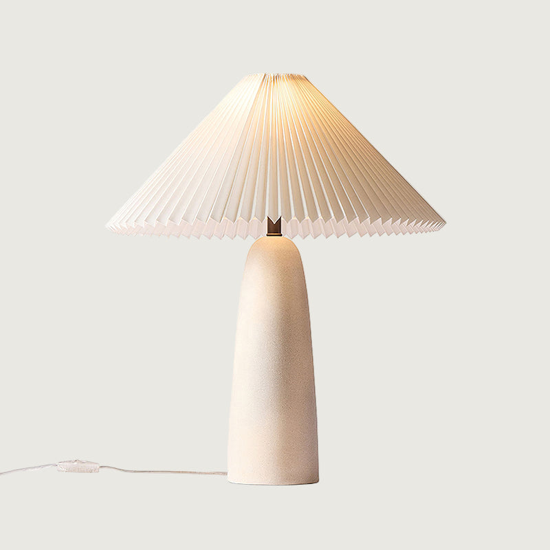 Lámpara de Mesa Moderna de Cerámica Beige y Verde con Pantalla Plisada para Escritorio y Mesita de Noche 10