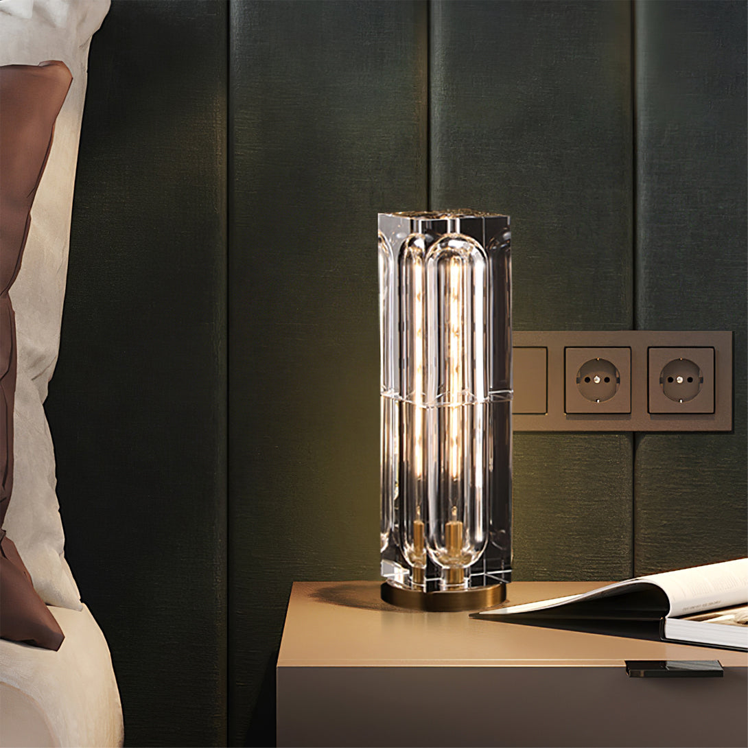 Lámpara de Mesa Moderna de Cristal y Latón con Base E14 – Diseño Único para Interiores 2