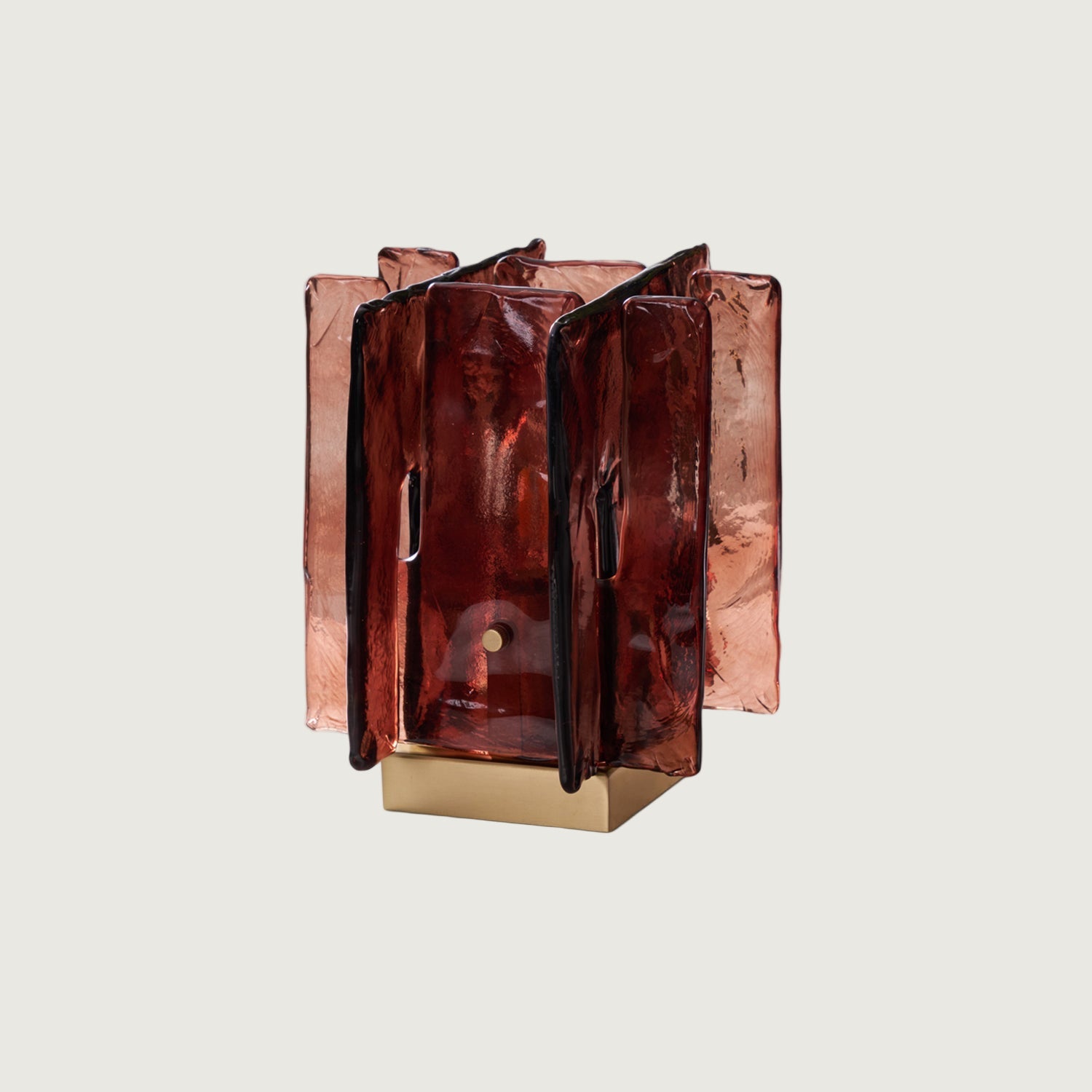 Lámpara de Mesa Moderna de Vidrio Ámbar y Metal Bronceado - Diseño Elegante para Interiores 1