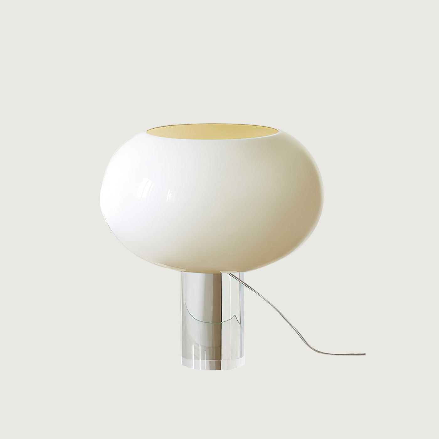 Lámpara de Mesa Moderna de Vidrio Esférico con Base Cilíndrica – Estilo Contemporáneo 0