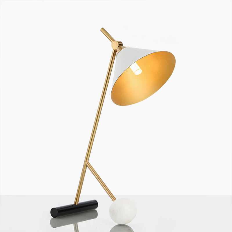 Lámpara de Mesa Moderna en Hierro y Mármol, Diseño Minimalista, Ideal para Escritorio y Mesita de Noche - Dorado, Negro y Blanco 0