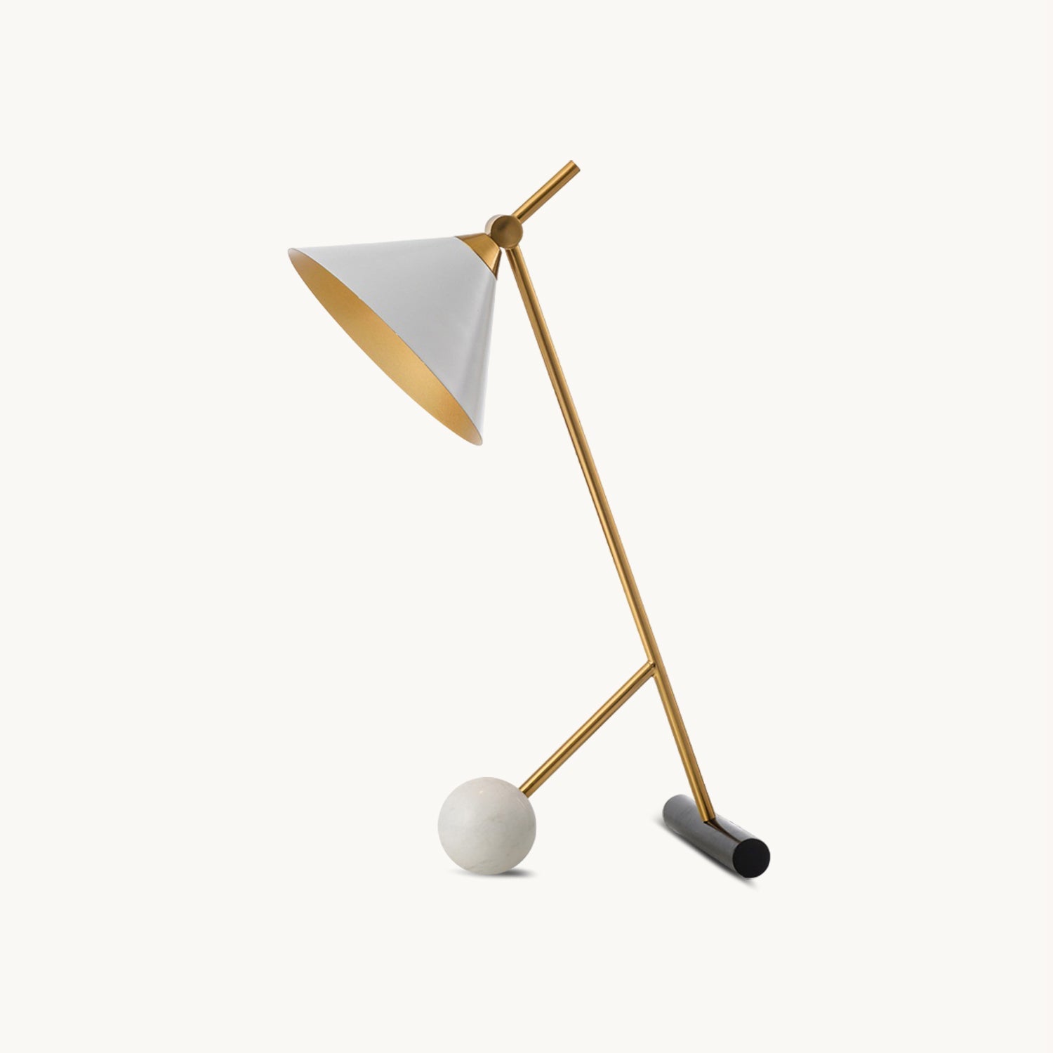 Lámpara de Mesa Moderna en Hierro y Mármol, Diseño Minimalista, Ideal para Escritorio y Mesita de Noche - Dorado, Negro y Blanco 1