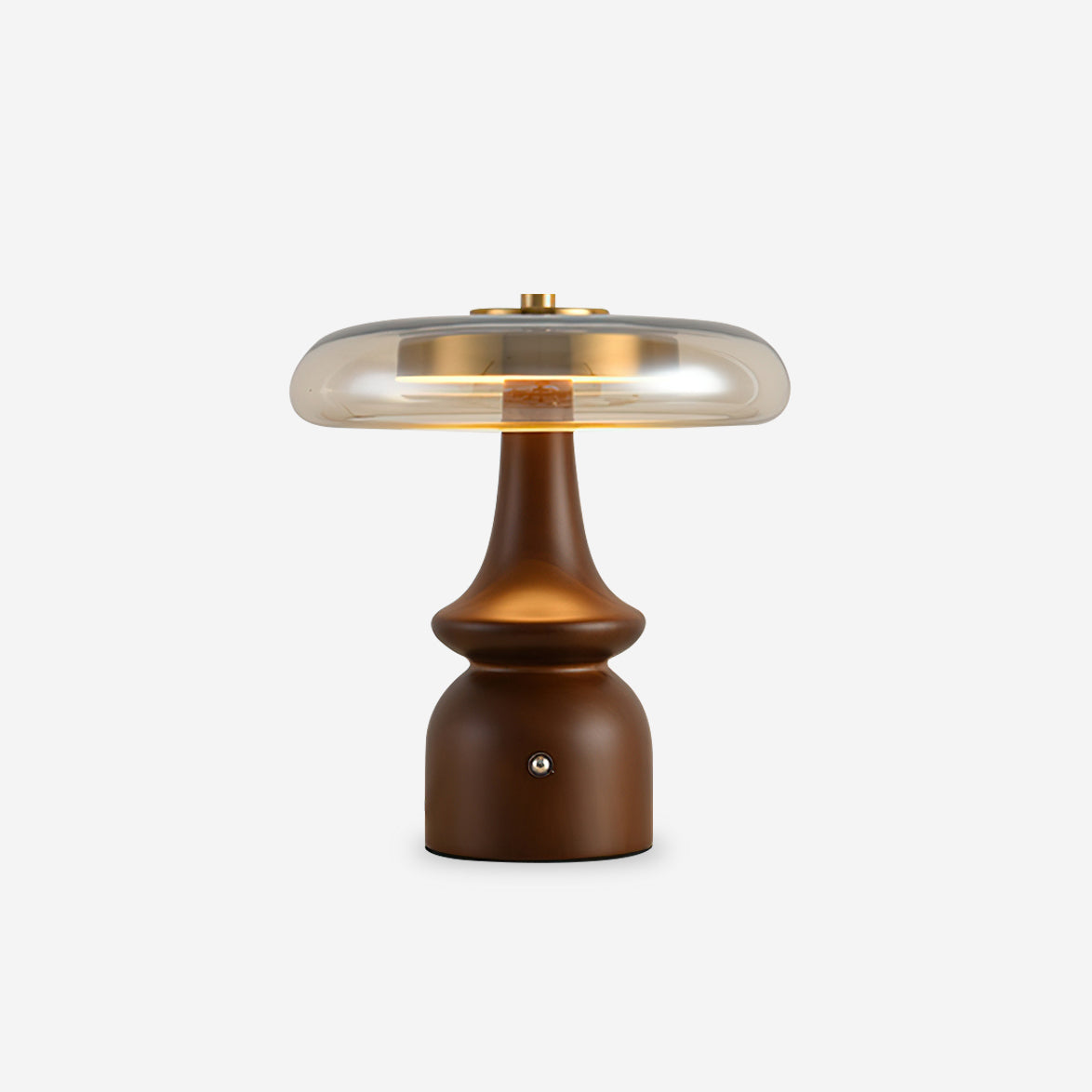 Lámpara de Mesa Nova con Base de Madera de Nogal y Pantalla de Vidrio Translúcido – Diseño Moderno y Vintage, Ideal para Escritorios y Mesitas de Noche 1