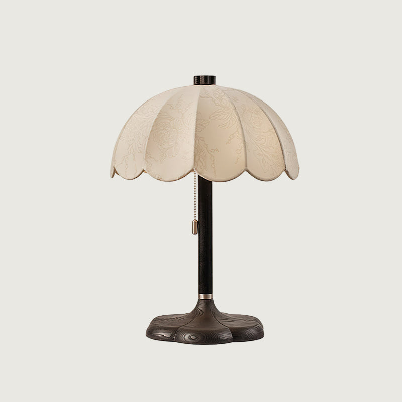 Lámpara de Mesa Retro con Pantalla de Tela y Base de Madera – 32cm de Diámetro 9