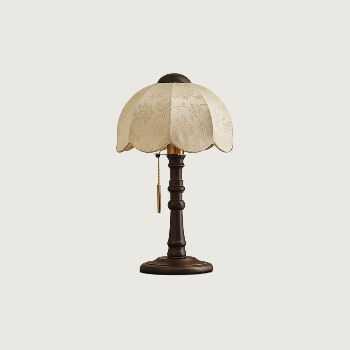 Navia - Lámpara de Mesa Retro con Sombrilla - Diseño Francés - Base de Madera - Pantalla de Tela