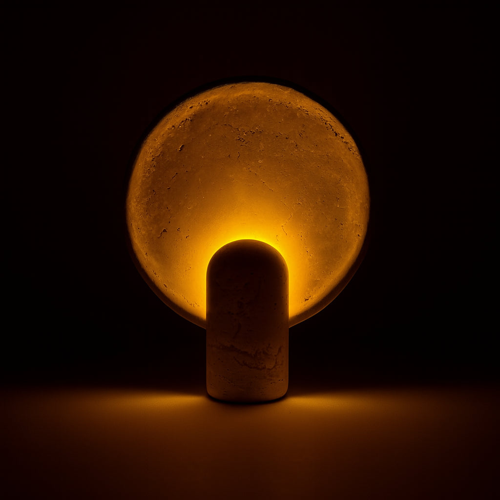 Lámpara de Mesa Terra de Madera y Mármol, Luz Cálida, Diseño Innovador, Compacta 11.8 x 14.2 0