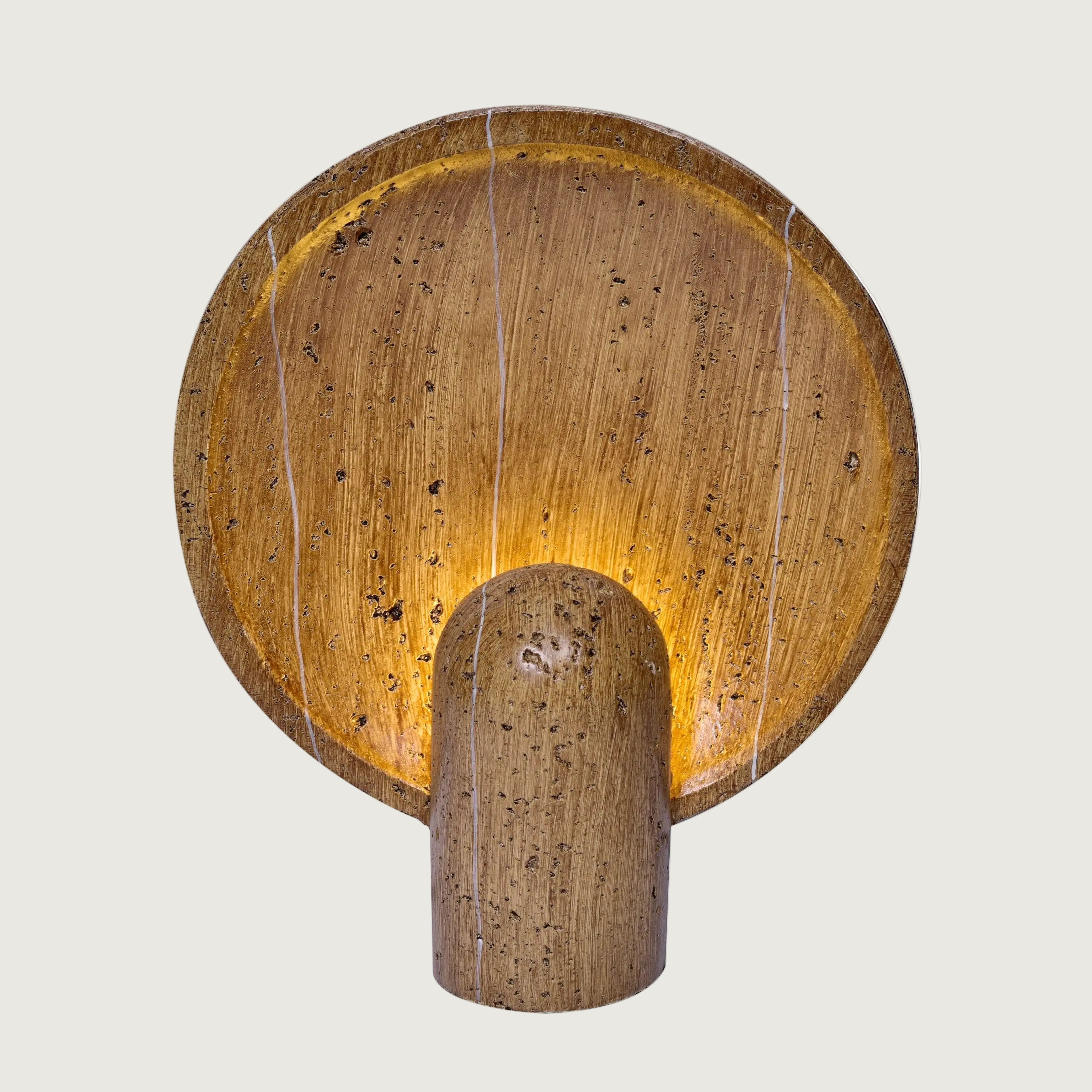 Lámpara de Mesa Terra de Madera y Mármol, Luz Cálida, Diseño Innovador, Compacta 11.8 x 14.2 3