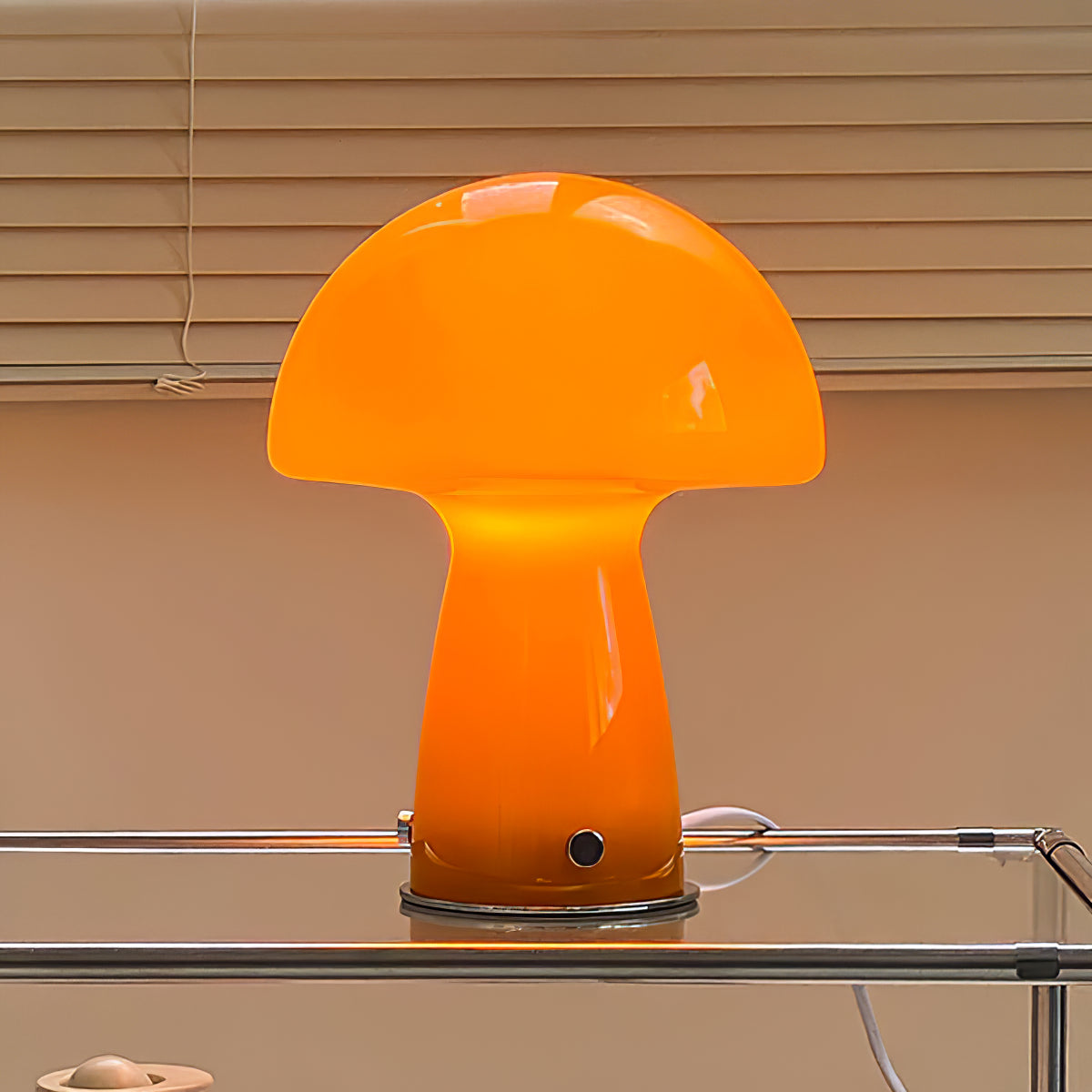 Lámpara de Mesa Tipo Hongo Retro Naranja y Blanco, Diseño Moderno para Escritorios y Mesitas de Noche 4