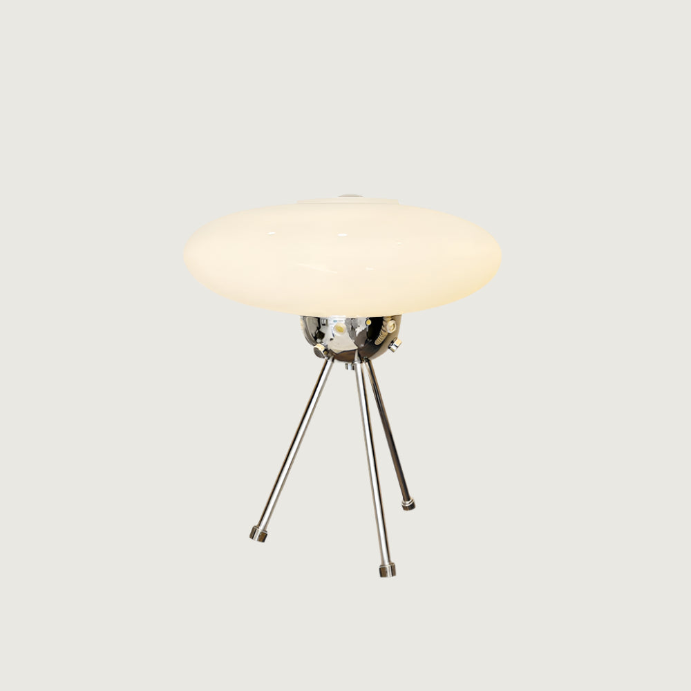 Lámpara de Mesa UFO de Vidrio Moderno, 30 cm Diámetro, Base E26, Ideal para Mesita de Noche o Escritorio 0