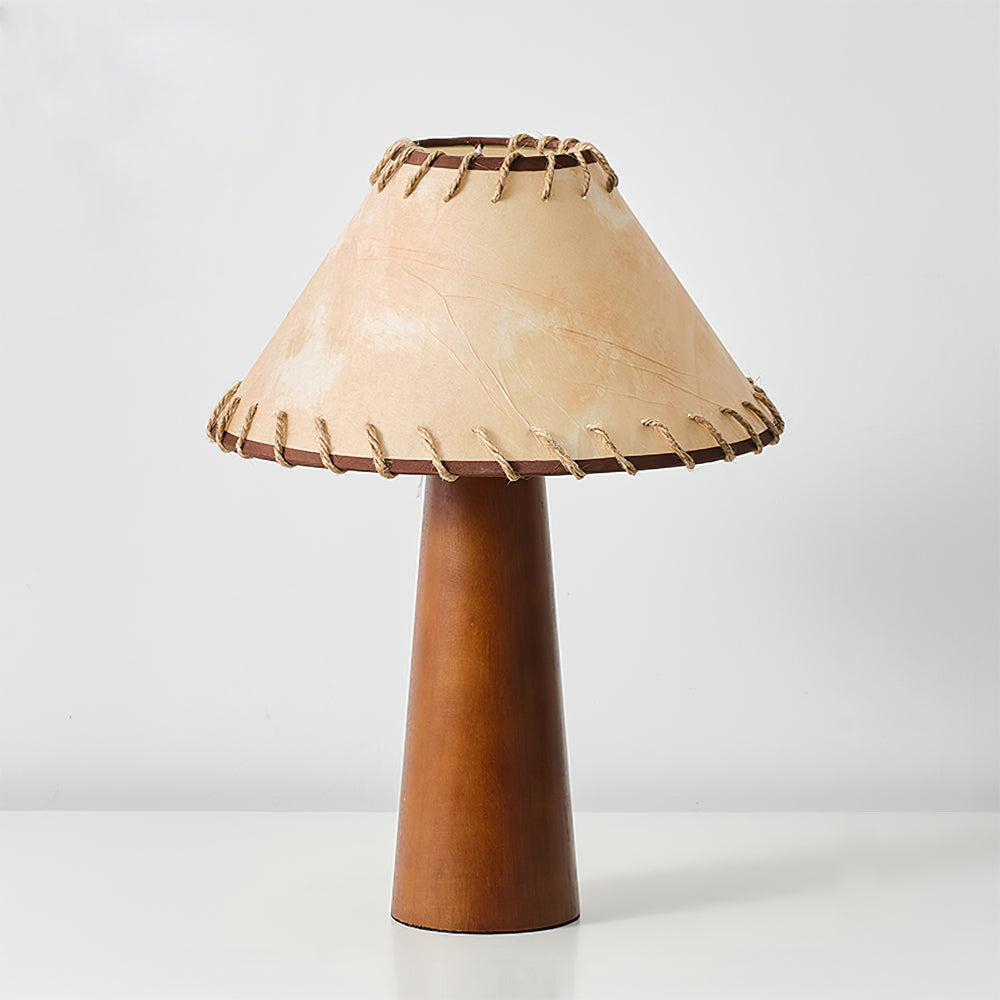 Lámpara de Mesa Vintage de Madera con Pantalla de Tela – Diseño Clásico y Elegante 0
