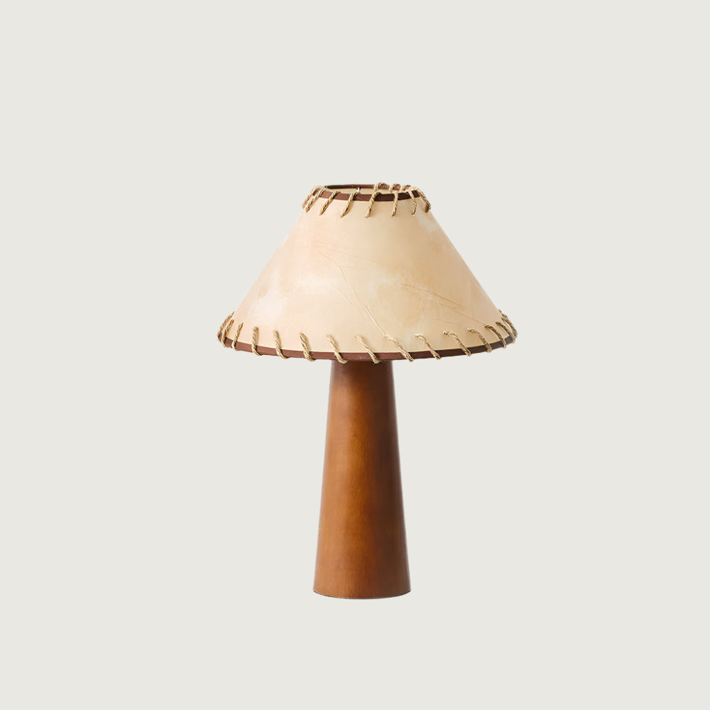 Lámpara de Mesa Vintage de Madera con Pantalla de Tela – Diseño Clásico y Elegante 1