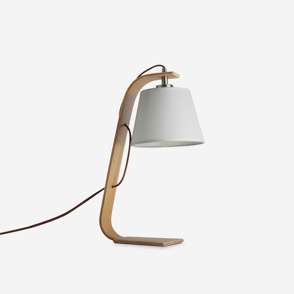 Lámpara de Mesa Walden con Diseño Contemporáneo y Pantalla de Tela – Acabados en Madera Natural y Oscura 1