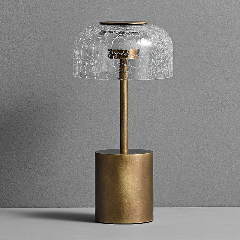 Lámpara de Mesa con Batería Incorporada y Pantalla de Vidrio Craquelado – Estilo Moderno 0