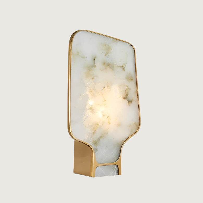 Lámpara de Mesa de Alabastro con Acabado en Oro y Diseño Clásico - Ideal para Mesita de Noche y Decoración Interior 0