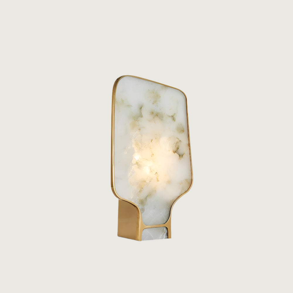 Lámpara de Mesa de Alabastro con Acabado en Oro y Diseño Clásico - Ideal para Mesita de Noche y Decoración Interior 1