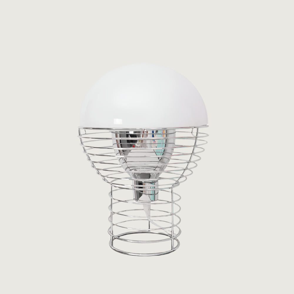Lámpara de Mesa de Alambre Minimalista con Acabado Metálico – Ideal para Interiores Modernos, Compatible con Bombillas E26/E27 0