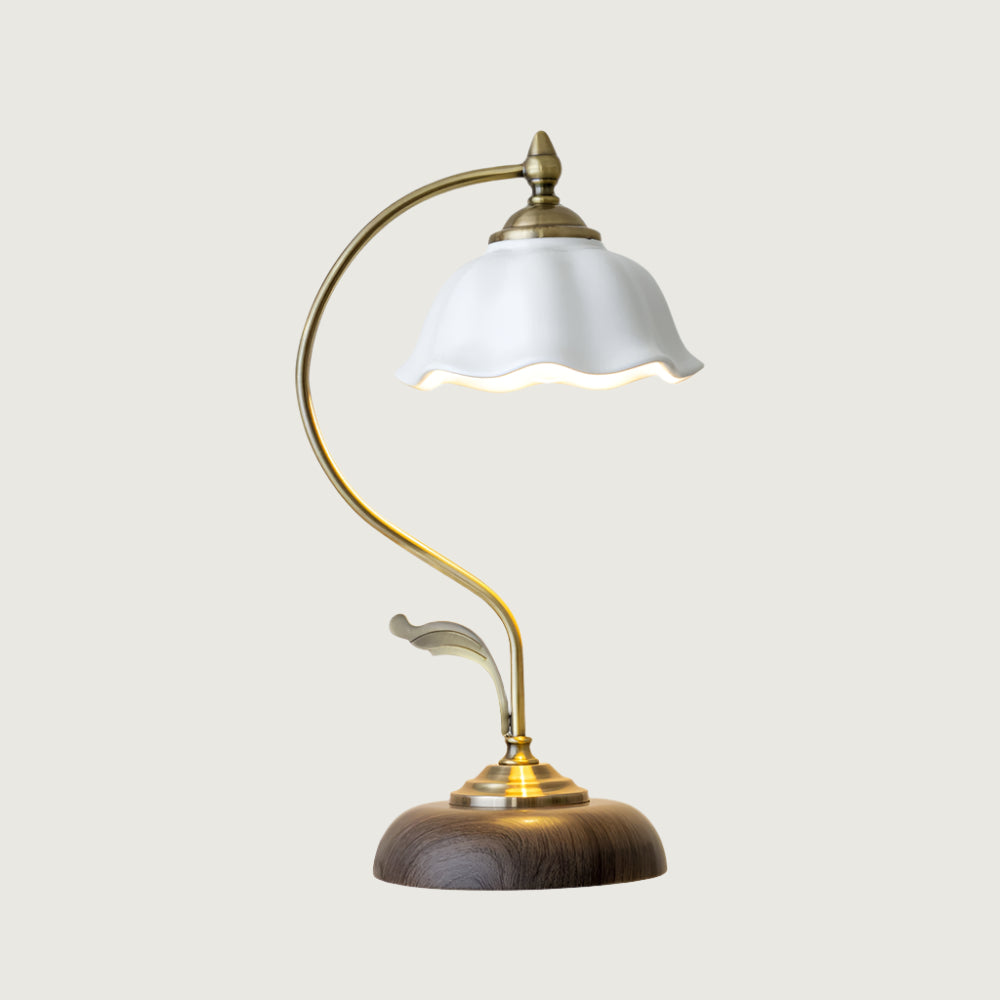 Lámpara de Mesa de Cerámica Blanca con Pantalla Floral y Control Táctil – Ideal para Escritorios y Mesas de Noche 0