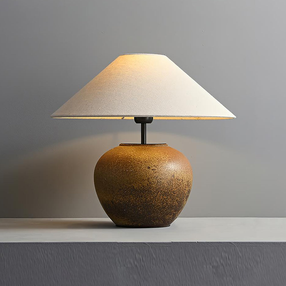 Lámpara de Mesa de Cerámica Minimalista, 40 cm de Diámetro, Ideal para Decoración Interior, Base en Metal, Colores Disponibles 0