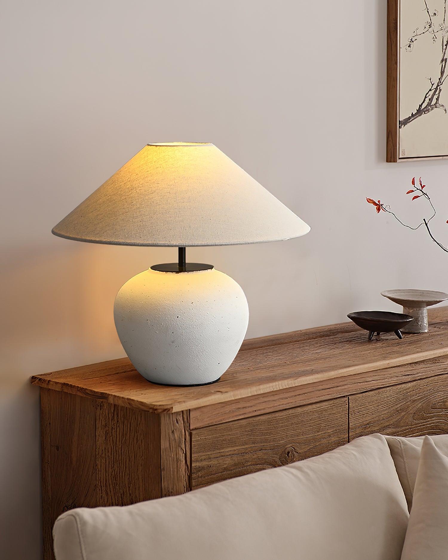 Lámpara de Mesa de Cerámica Minimalista, 40 cm de Diámetro, Ideal para Decoración Interior, Base en Metal, Colores Disponibles 7