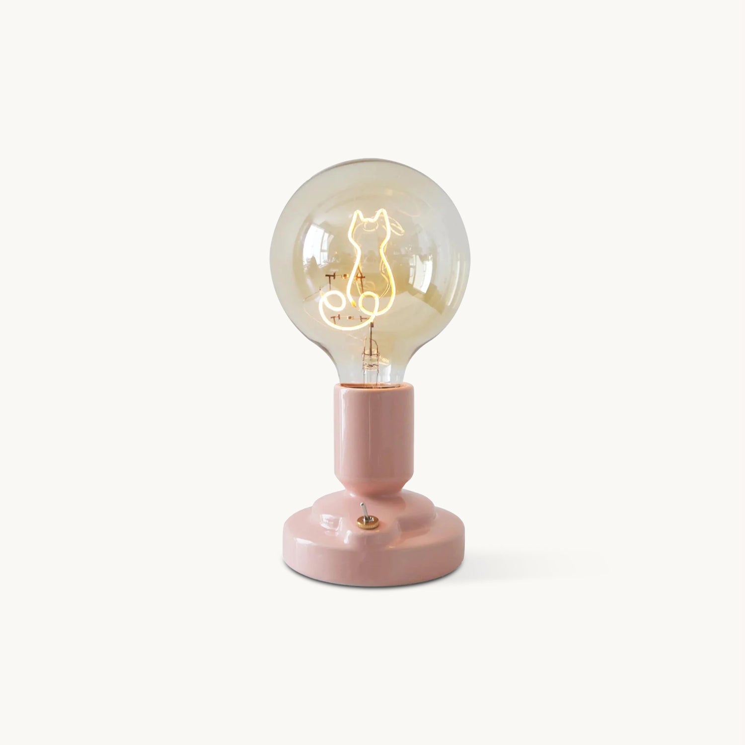 Lámpara de Mesa de Cerámica Rosa Estilo Nórdico con Diseño de Gato y Batería Integrada - Ideal para Mesita de Noche o Escritorio 1
