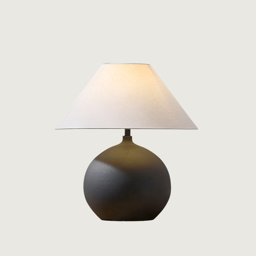 Lámpara de Mesa de Cerámica con Pantalla de Lino Gris – Diseño Clásico y Elegante para Mesita de Noche 0