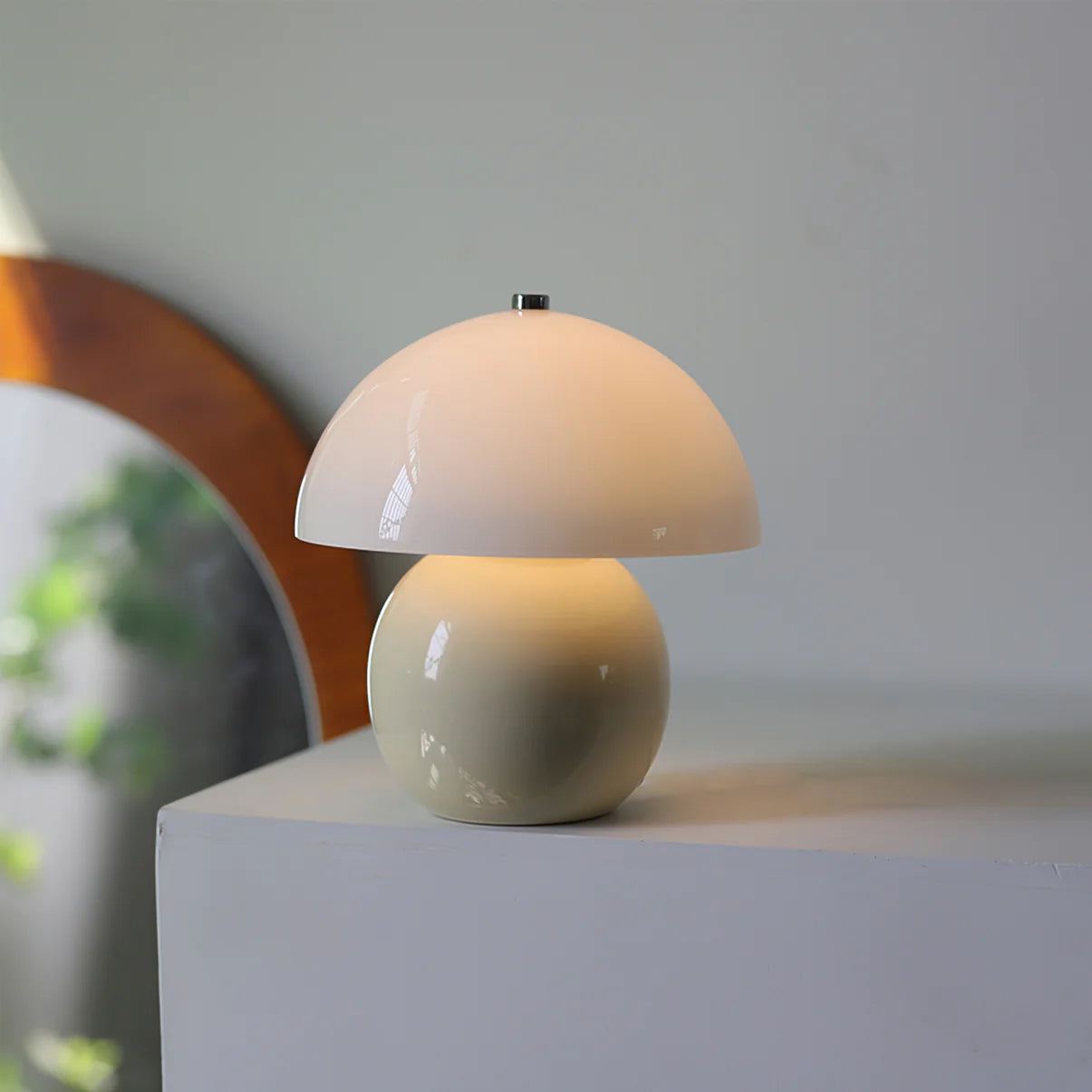 Lámpara de Mesa de Cerámica en Forma de Hongo con Batería Integrada - Luz LED 0