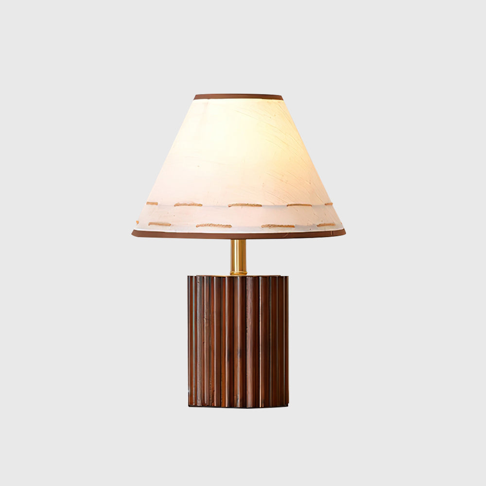 Lámpara de Mesa de Madera Brooke con Pantalla Artesanal y Base Cilíndrica 0