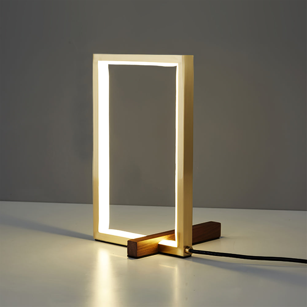 Lámpara de Mesa de Madera de Diseño Moderno de Media Edad con Luz LED Integrada 0