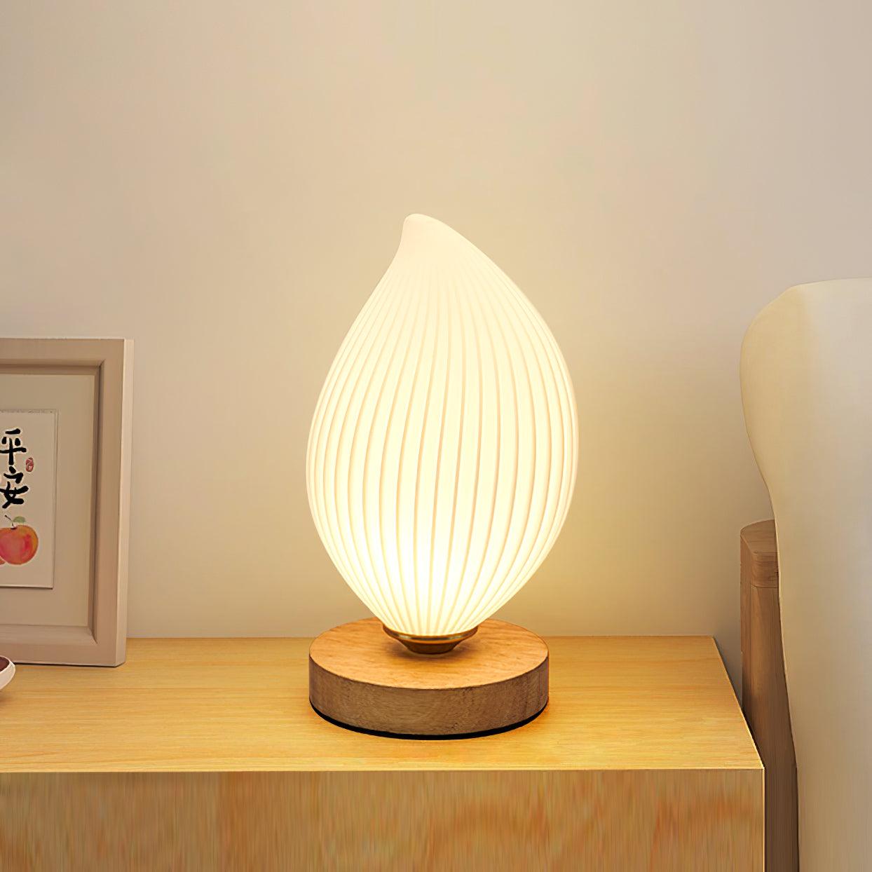 Lámpara de Mesa de Madera y Acrílico con Diseño Natural, Ideal para Mesita de Noche, Uso Interior, Compatible con Bombillas LED 0