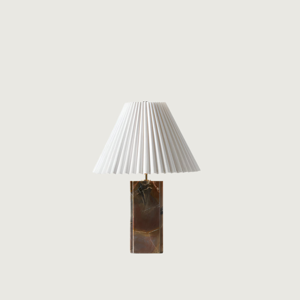 Lámpara de Mesa de Mármol Bianca con Pantalla de Tela Plisada – Iluminación Elegante para Hogar y Oficina 1