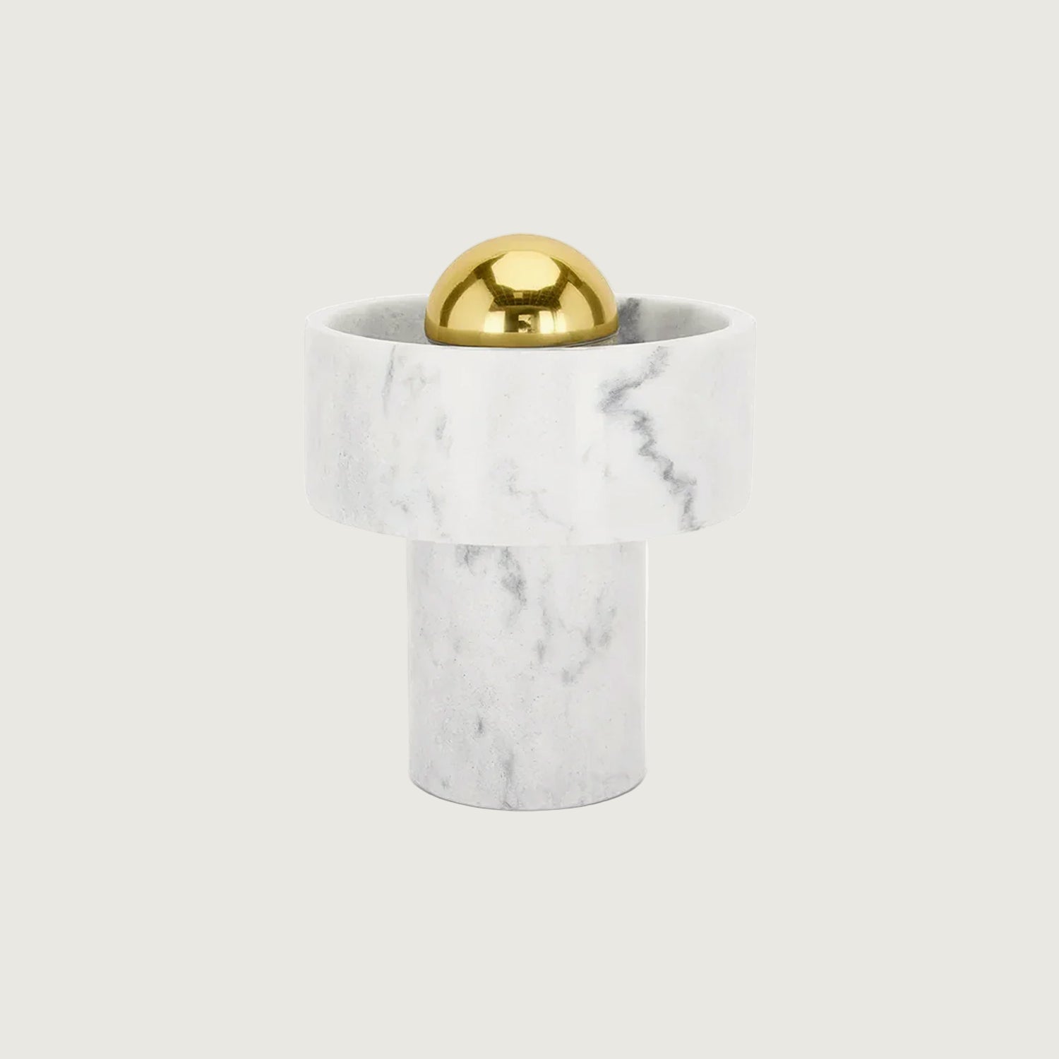 Lámpara de Mesa de Mármol Blanco con Pantalla Dorada – Estilo Moderno y Diseño Único 1