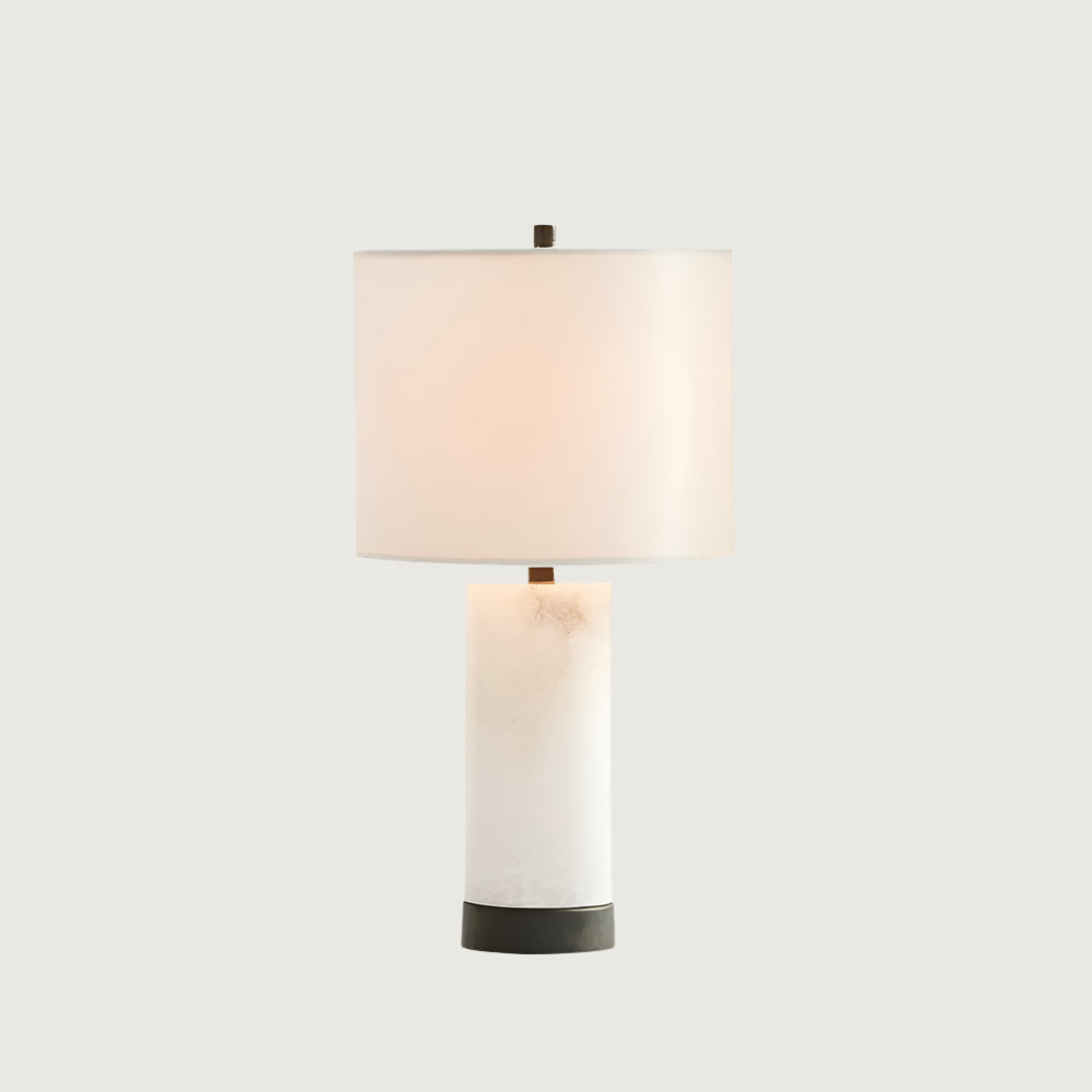 Lámpara de Mesa de Mármol Blanco con Pantalla de Lino, Elegante Lámpara Sobremesa para Decoración y Iluminación Interior 1
