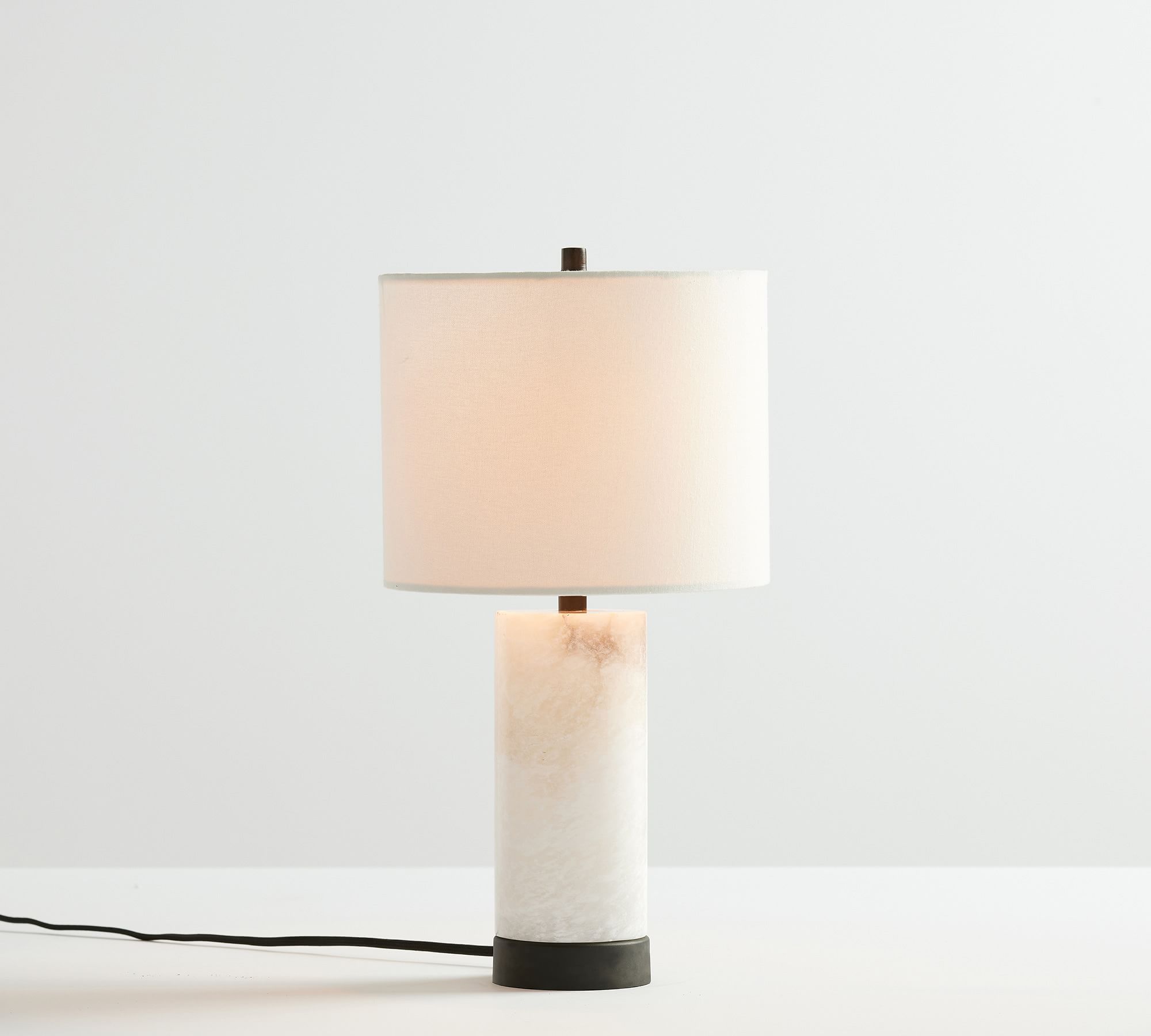 Lámpara de Mesa de Mármol Blanco con Pantalla de Lino, Elegante Lámpara Sobremesa para Decoración y Iluminación Interior 8