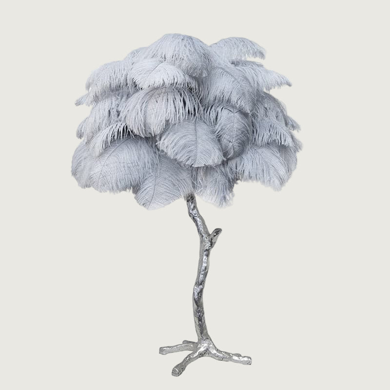Lámpara de Mesa de Plumas de Avestruz con Base de Latón – Decoración Elegante para el Hogar 14