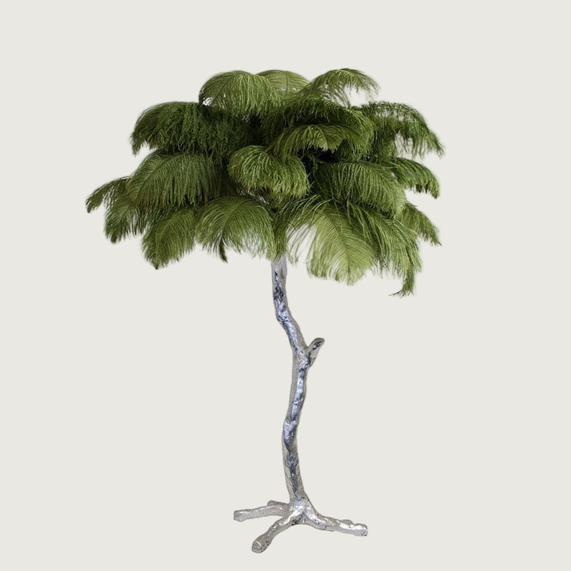 Lámpara de Mesa de Plumas de Avestruz con Base de Latón – Decoración Elegante para el Hogar 16