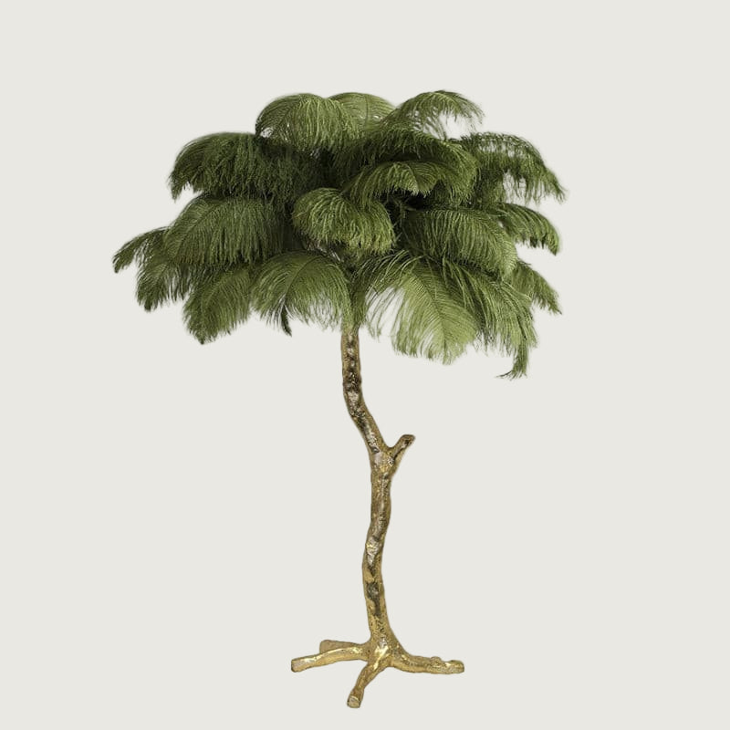 Lámpara de Mesa de Plumas de Avestruz con Base de Latón – Decoración Elegante para el Hogar 17
