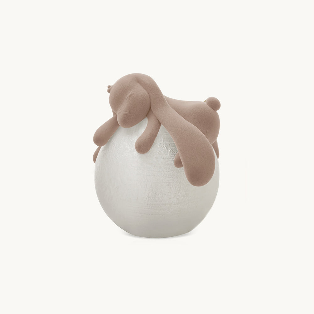 Lámpara de Mesa de Resina con Diseño de Conejo Tierno en Rosa Albaricoque – Lámpara Sobremesa Moderna Minimalista para Interior 1