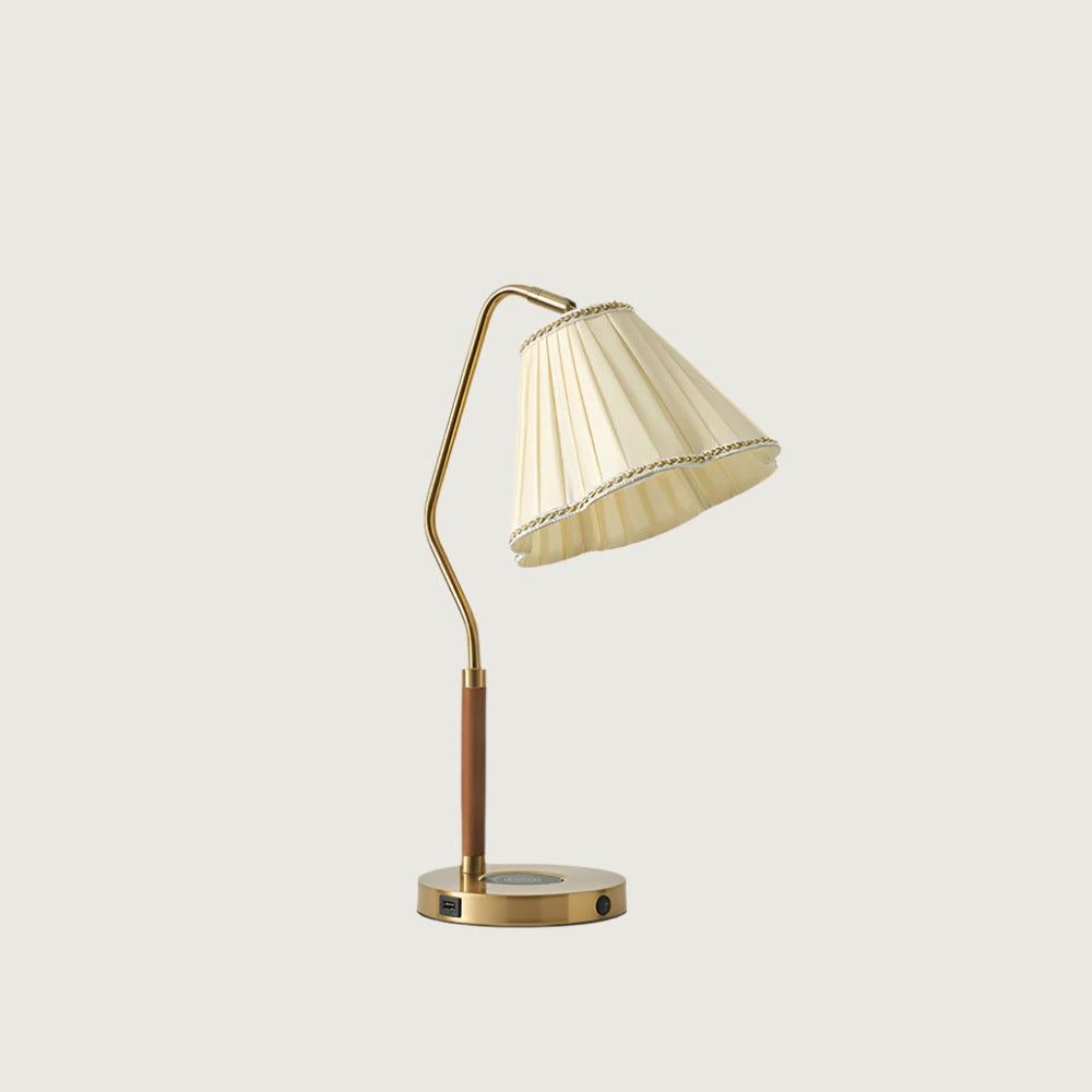 Lámpara de Mesa de Tela Florentina con Base Dorada y Pantalla Elegante – Ideal para Decoración Interior y Mesita de Noche 1
