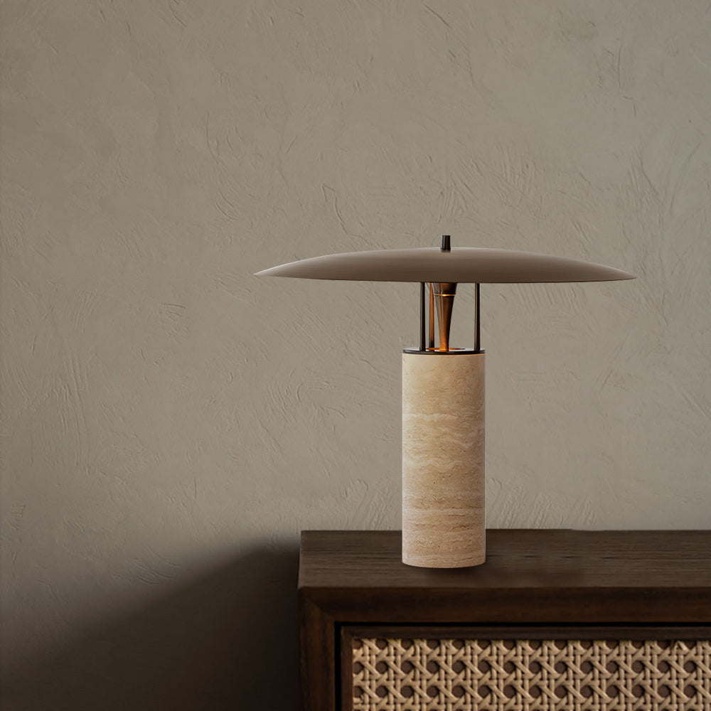 Lámpara de Mesa de Travertino Amarillo con Diseño Elegante y Luz LED Integrada 6