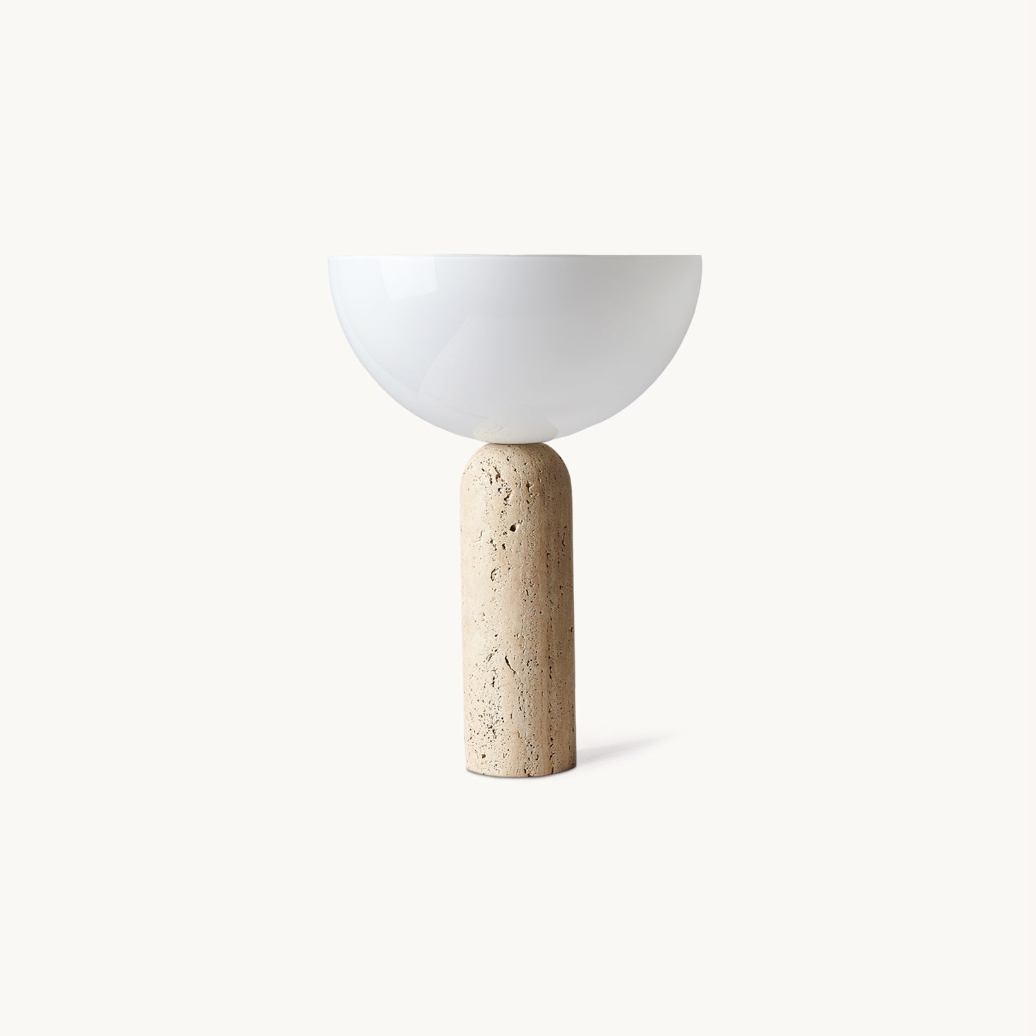 Lámpara de Mesa de Travertino con Base Cilíndrica y Pantalla de Vidrio Blanco – Estilo Moderno para Iluminación Interior 1