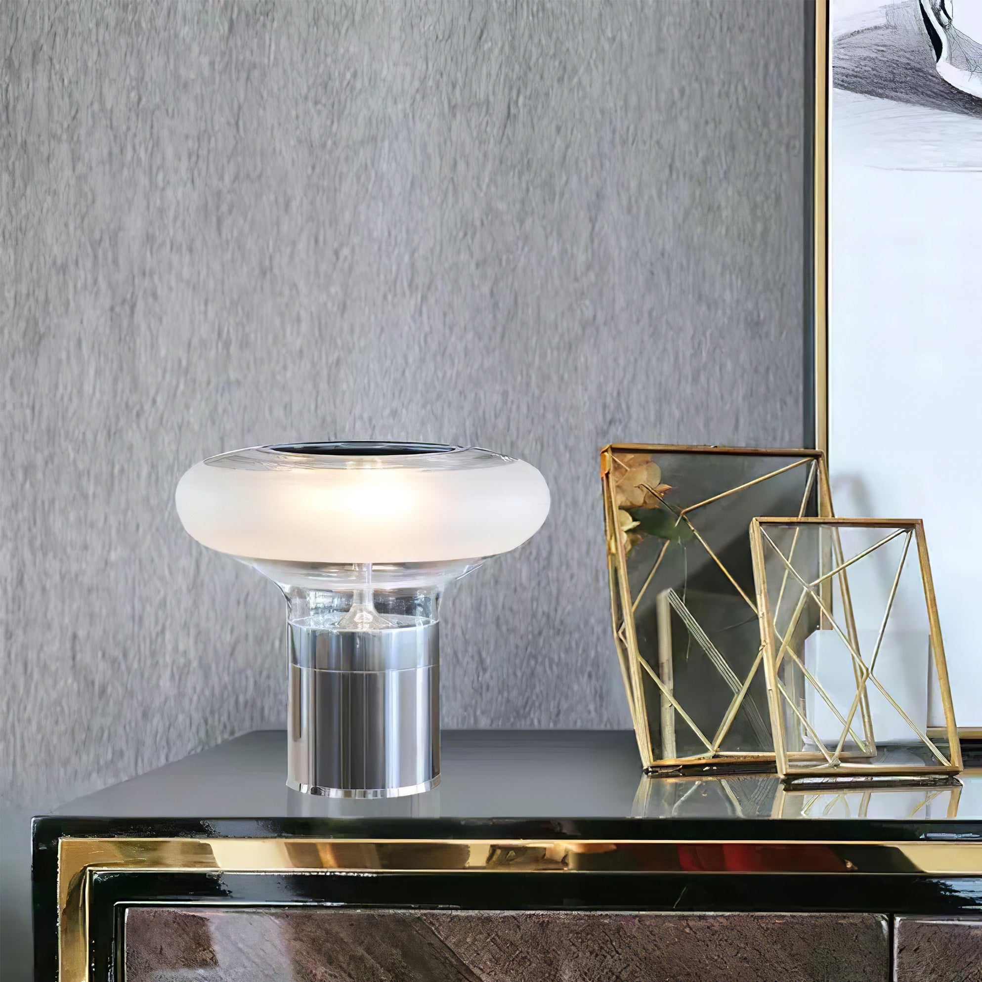 Lámpara de Mesa de Vidrio Soplado con Base Brillante y Tecnología LED – Tamaños 32cm y 45cm 6