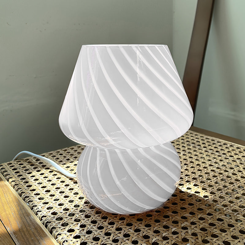 Lámpara de Mesa de Vidrio con Diseño Único y Luz Suave para Dormitorio y Sala de Estar - Lámpara Sobremesa Vintage y Moderna 0