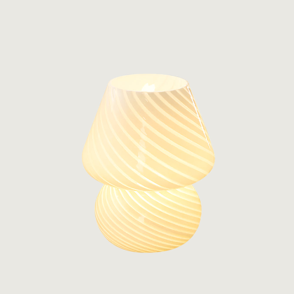 Lámpara de Mesa de Vidrio con Diseño Único y Luz Suave para Dormitorio y Sala de Estar - Lámpara Sobremesa Vintage y Moderna 1