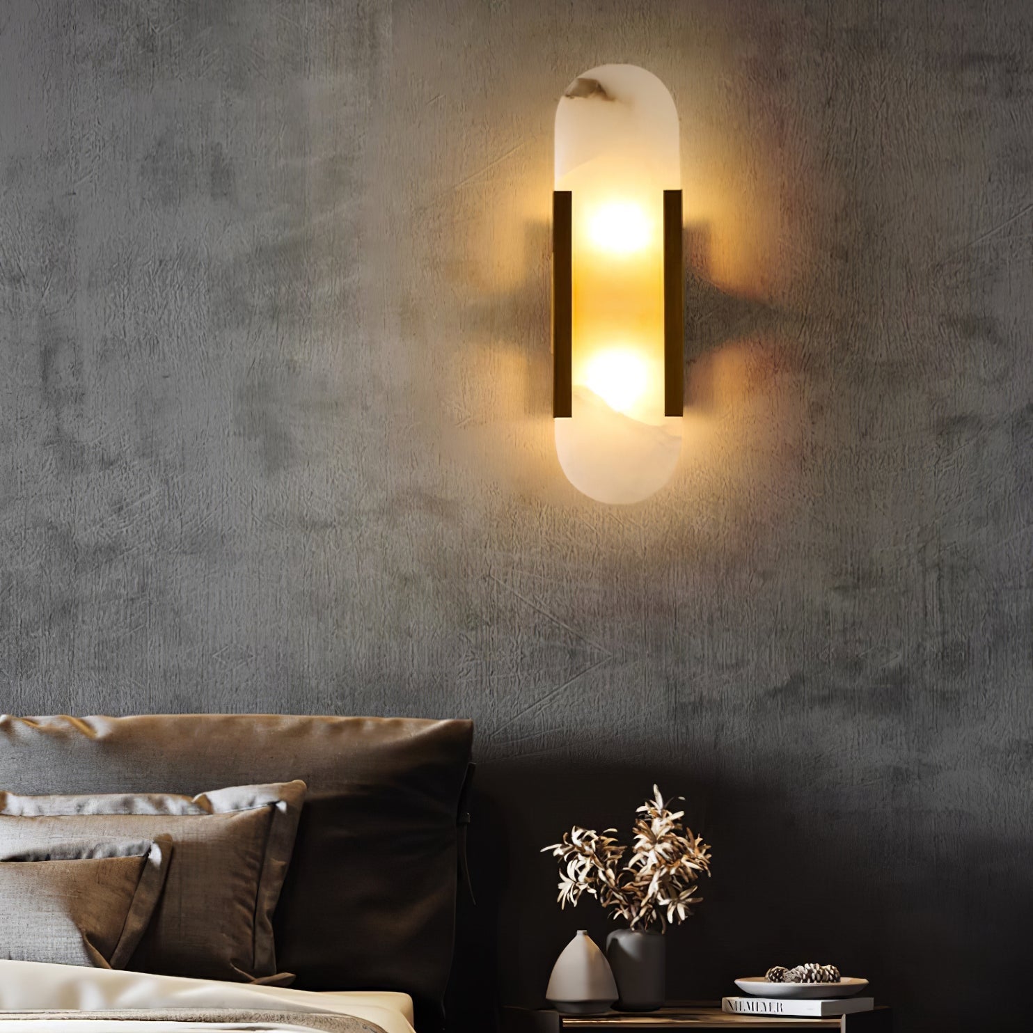 Lámpara de Pared Alargada de Alabastro y Latón - Aplique Pared Moderno para Iluminación Elegante y Sofisticada 0