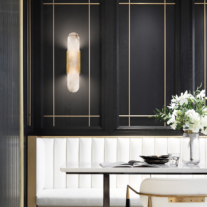 Lámpara de Pared Alargada de Alabastro y Latón - Aplique Pared Moderno para Iluminación Elegante y Sofisticada 11