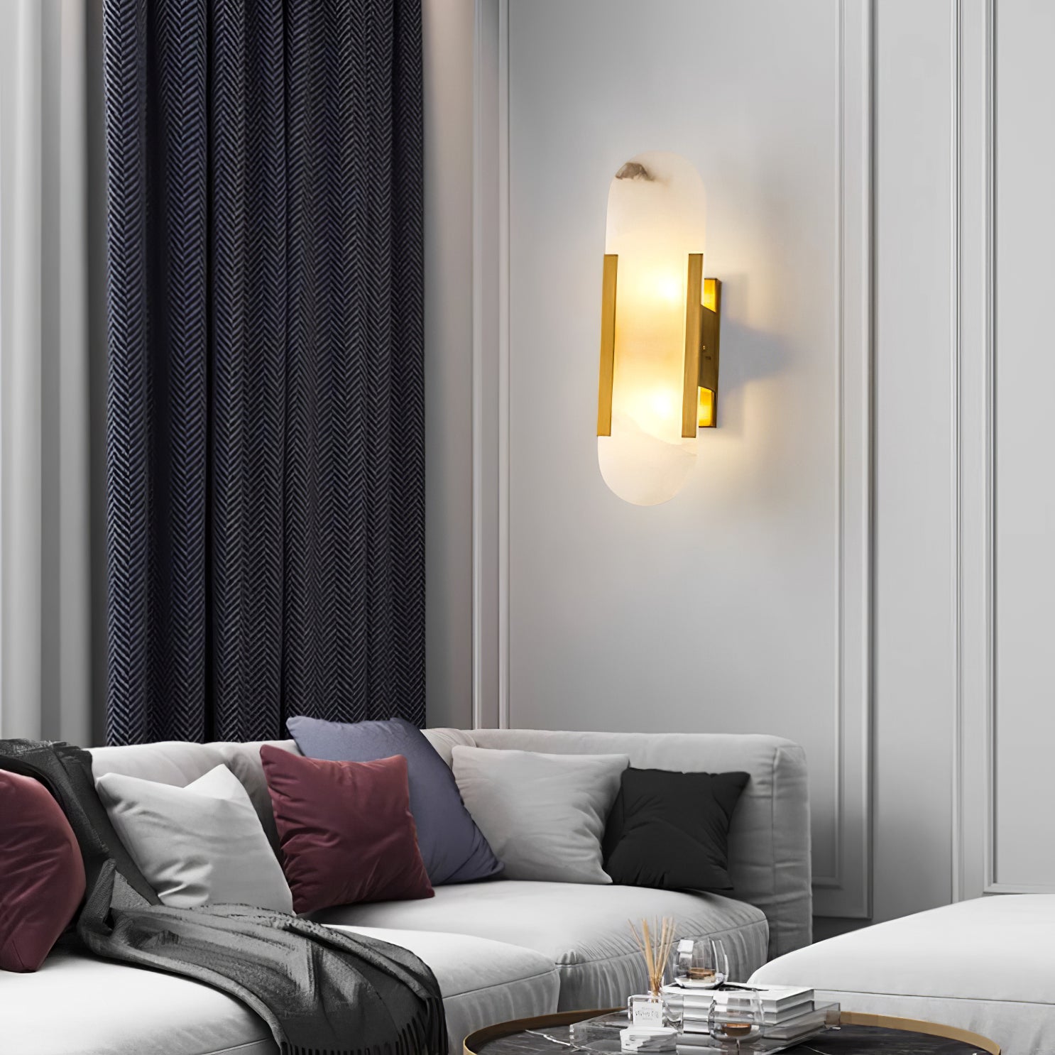 Lámpara de Pared Alargada de Alabastro y Latón - Aplique Pared Moderno para Iluminación Elegante y Sofisticada 12